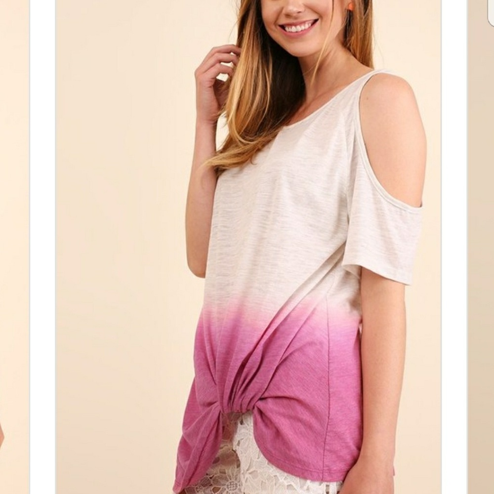  Ombre Cutout Sleeve Top - Picture 2 of 3